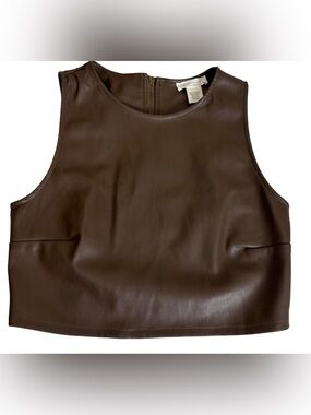 Brown Faux Leather Crop Top Size M Kirious Los Angeles